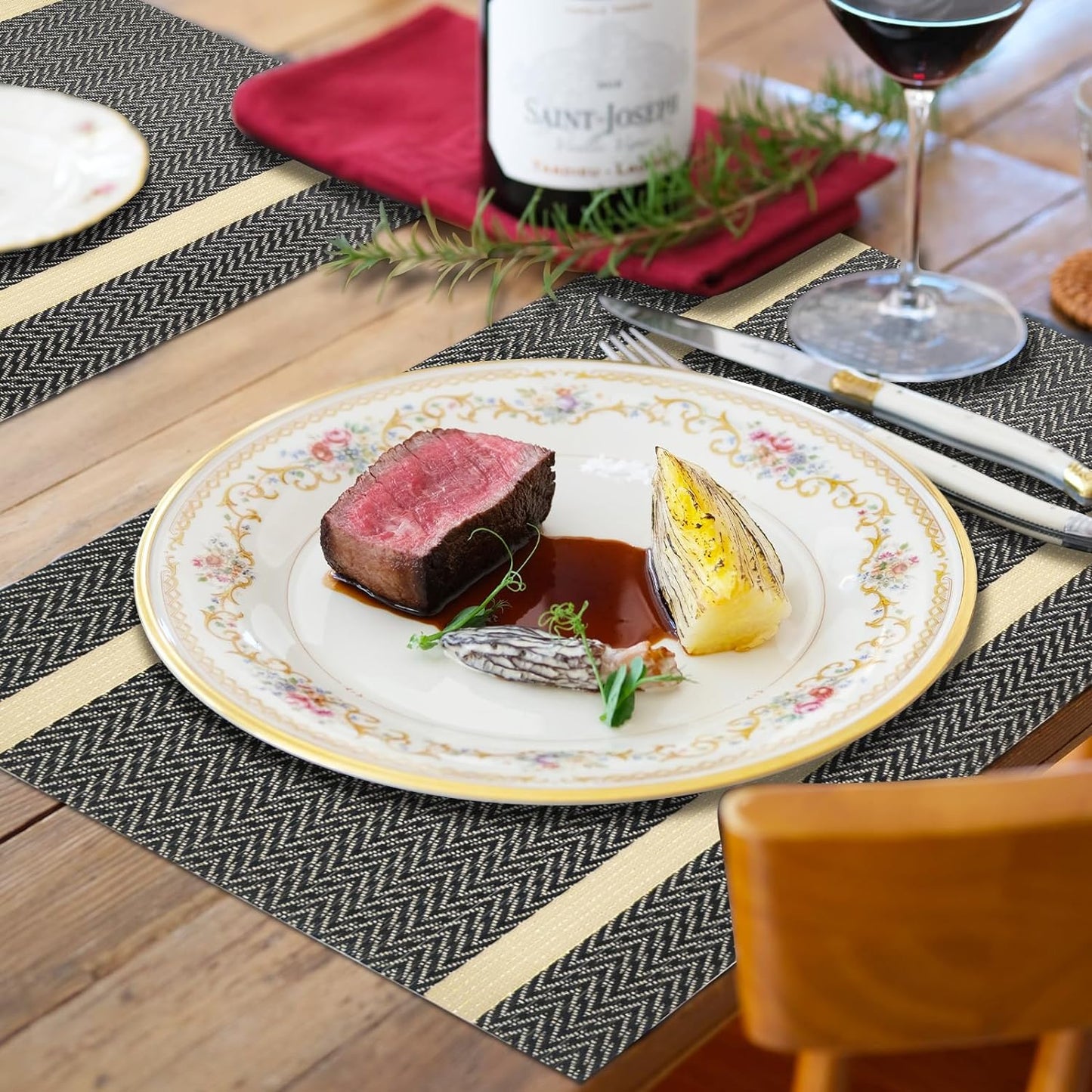 PVC Table Place Mats-Brown Weaves Table Mats Apricot