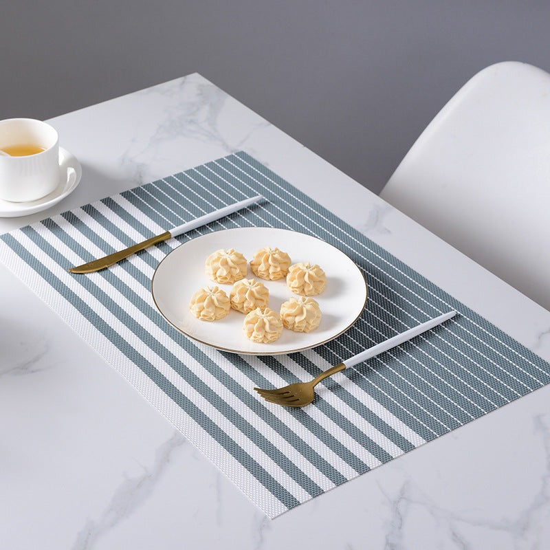 PVC Table Place Mats-Grey Lines Table Mats Apricot