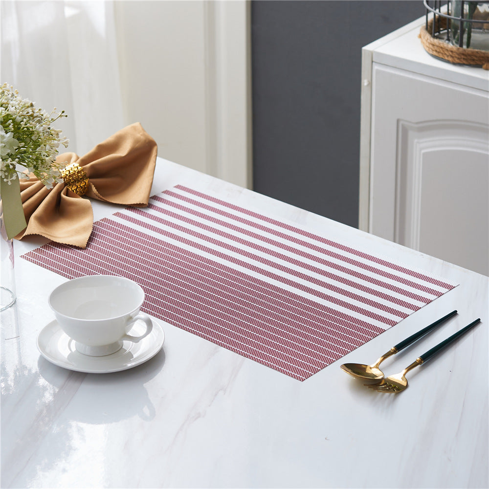 PVC Table Place Mats-Red Lines Table Mats Apricot