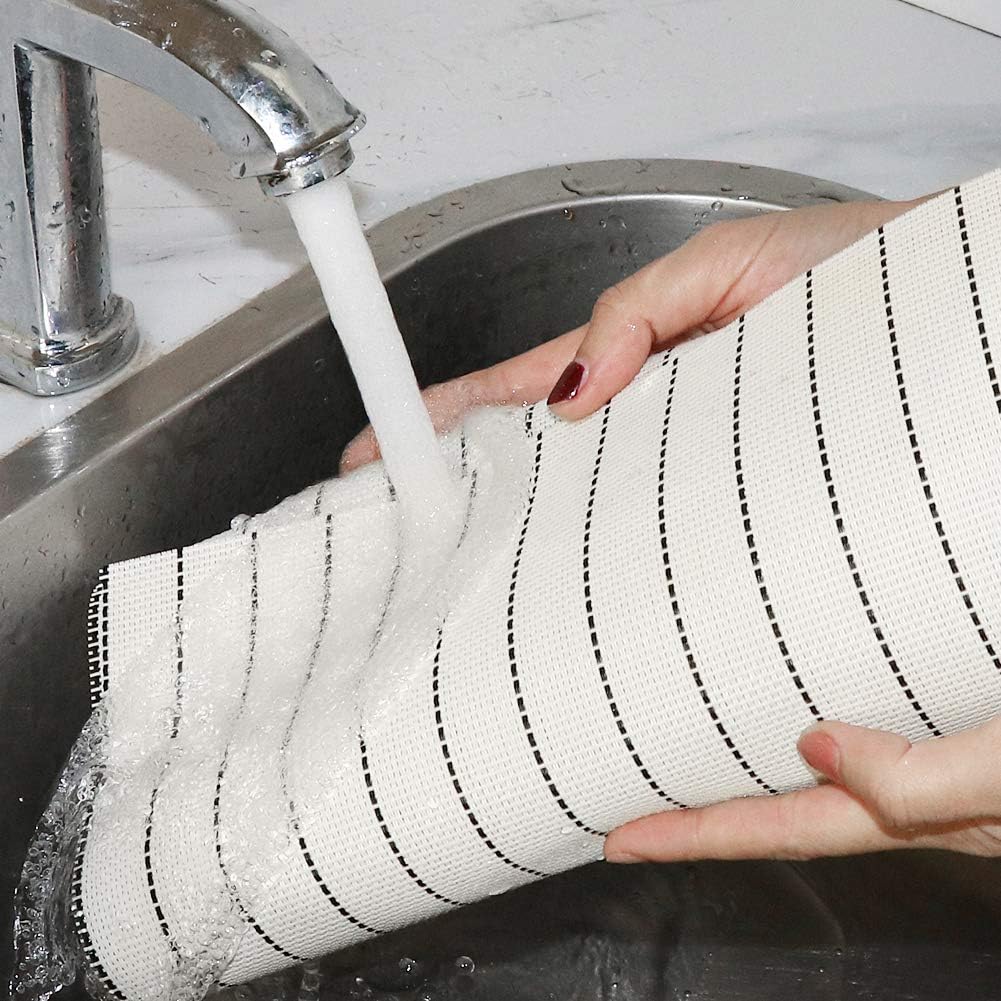 PVC Table Place Mats-White Stripes Table Mats Apricot