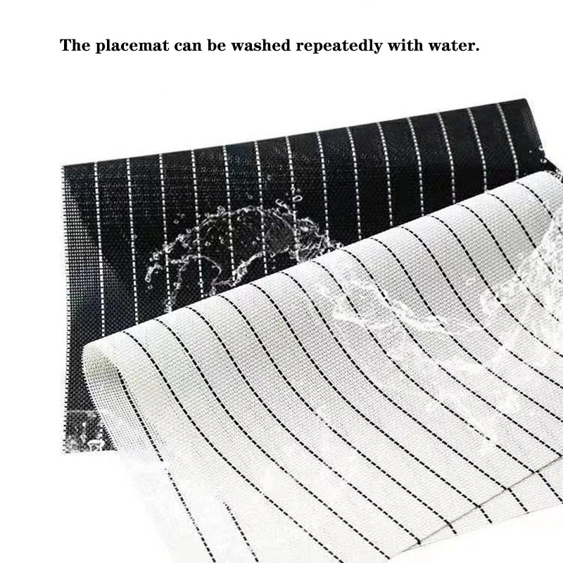 PVC Table Place Mats-White Stripes Table Mats Apricot