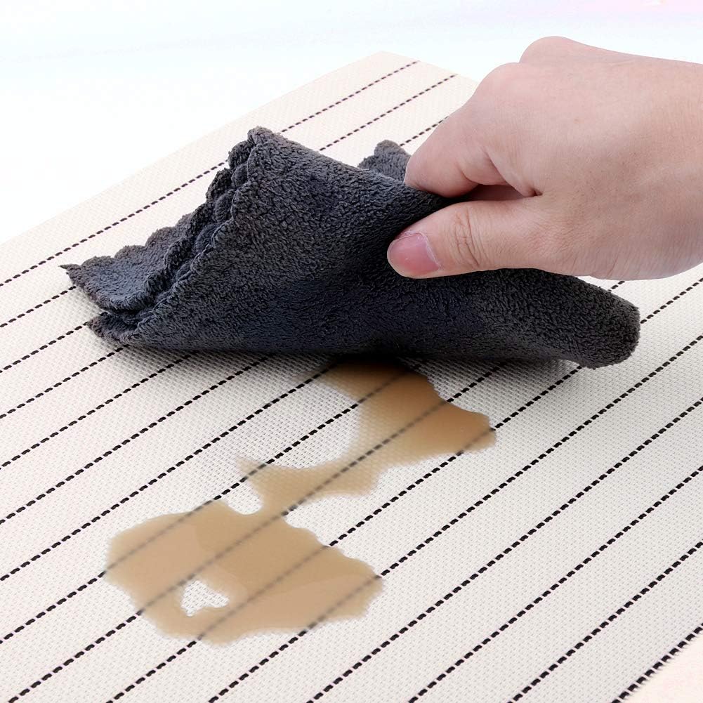 PVC Table Place Mats-White Stripes Table Mats Apricot