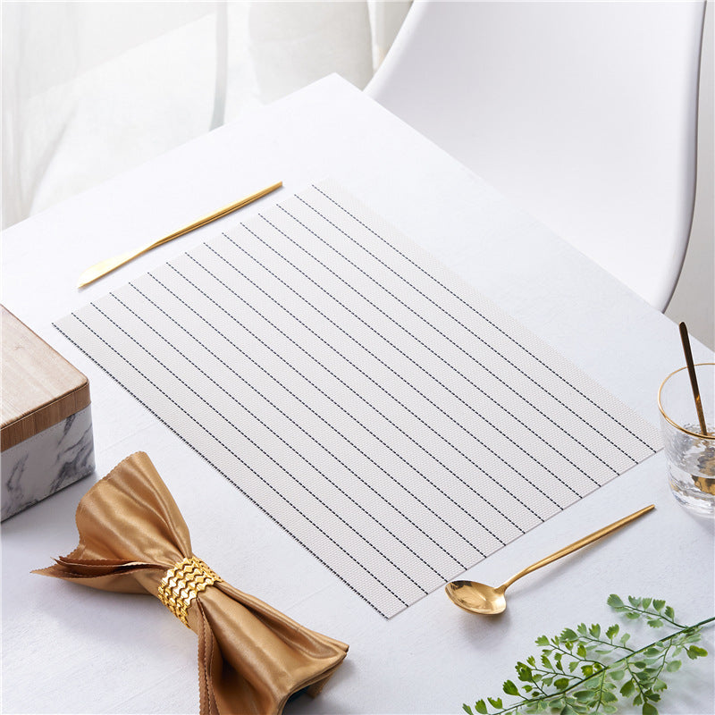 PVC Table Place Mats-White Stripes Table Mats Apricot