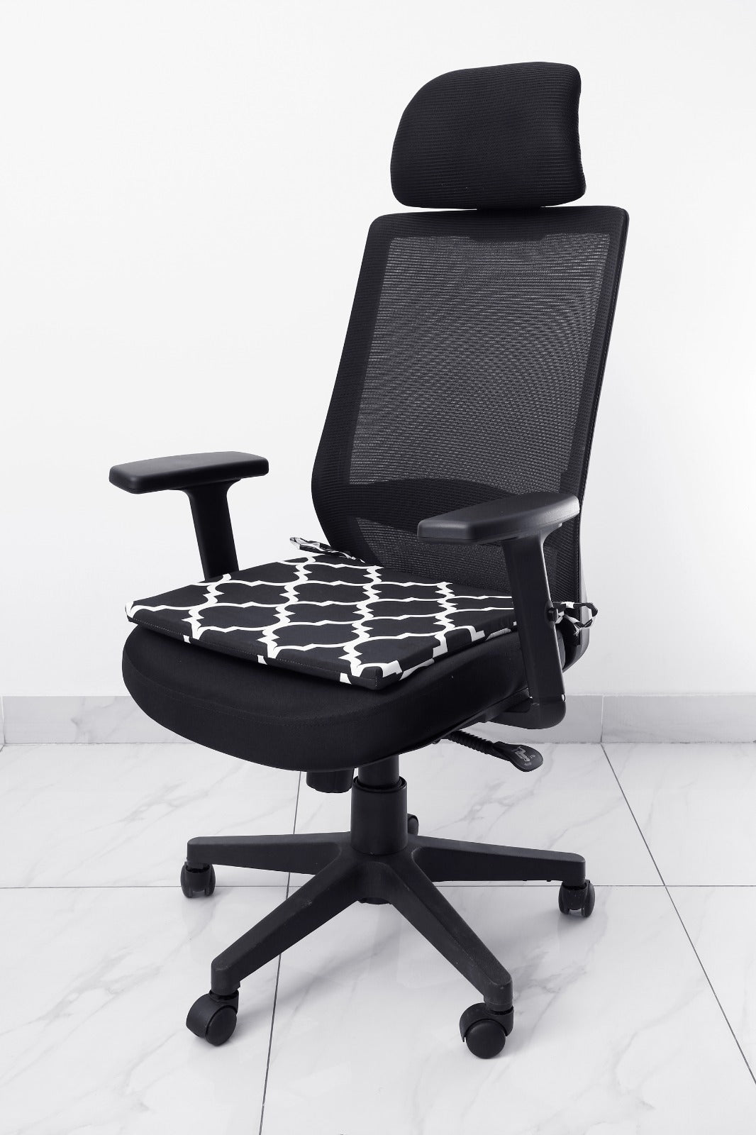 Padded Multi Purpose Sitting Cushions-Black Geometric cushions Apricot