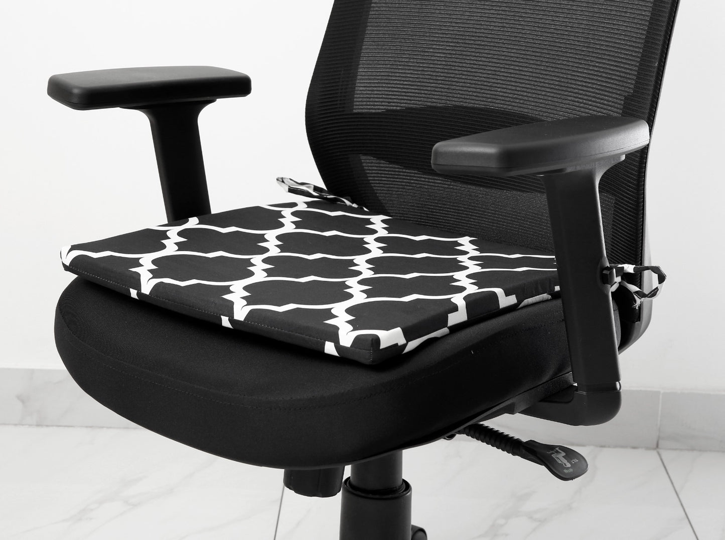 Padded Multi Purpose Sitting Cushions-Black Geometric cushions Apricot