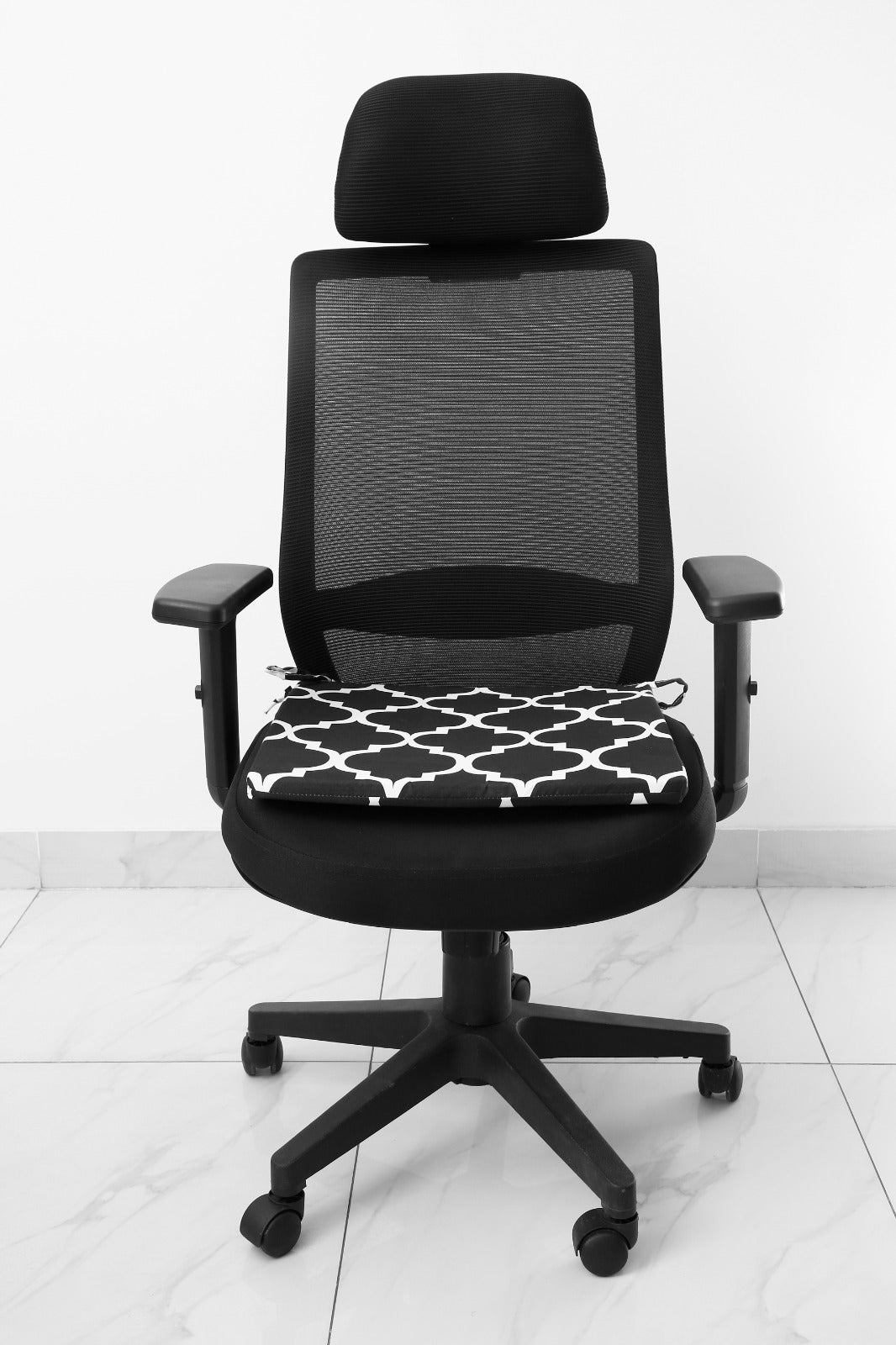 Padded Multi Purpose Sitting Cushions-Black Geometric cushions Apricot