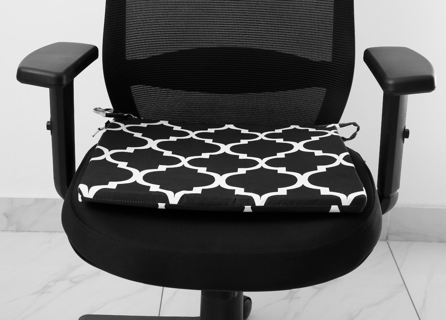 Padded Multi Purpose Sitting Cushions-Black Geometric cushions Apricot