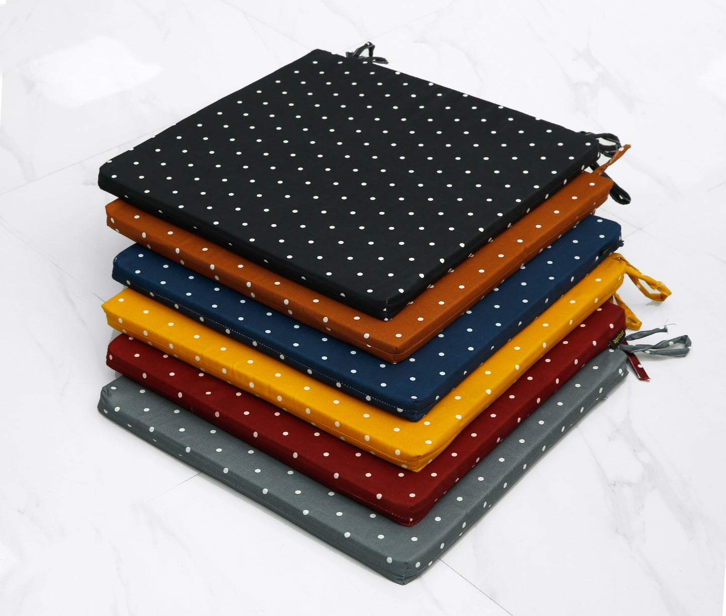 Padded Multi Purpose Sitting Cushions-Grey Polka cushions Apricot