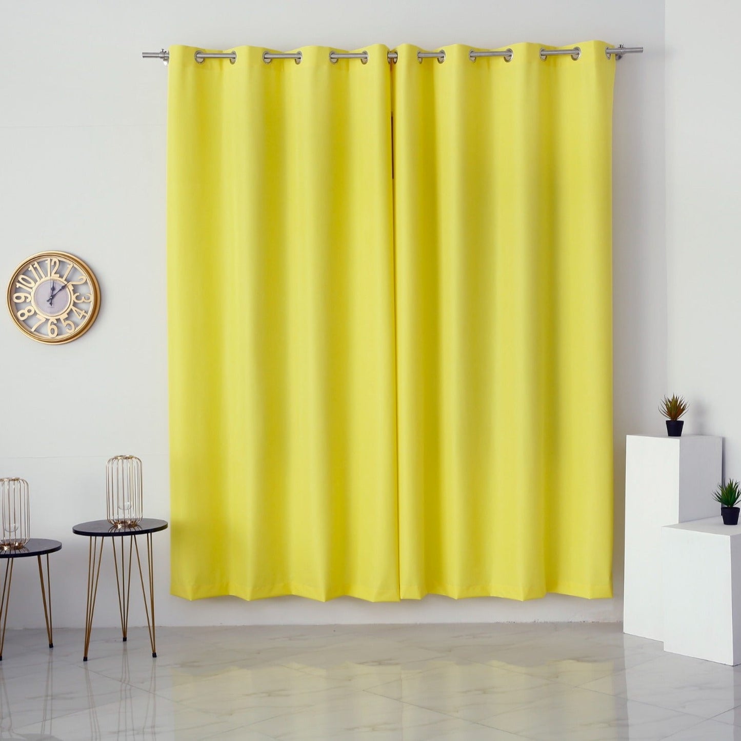 Plain Dyed Laminated Curtain-Yellow Curtains Apricot
