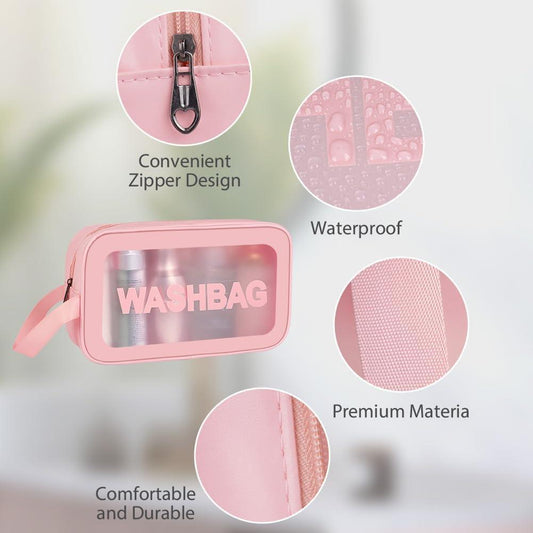 Portable Makeup Organizer Bag WASHBAG-(5738)Pink Small(SA2405-118) Cosmetic Pouches Apricot