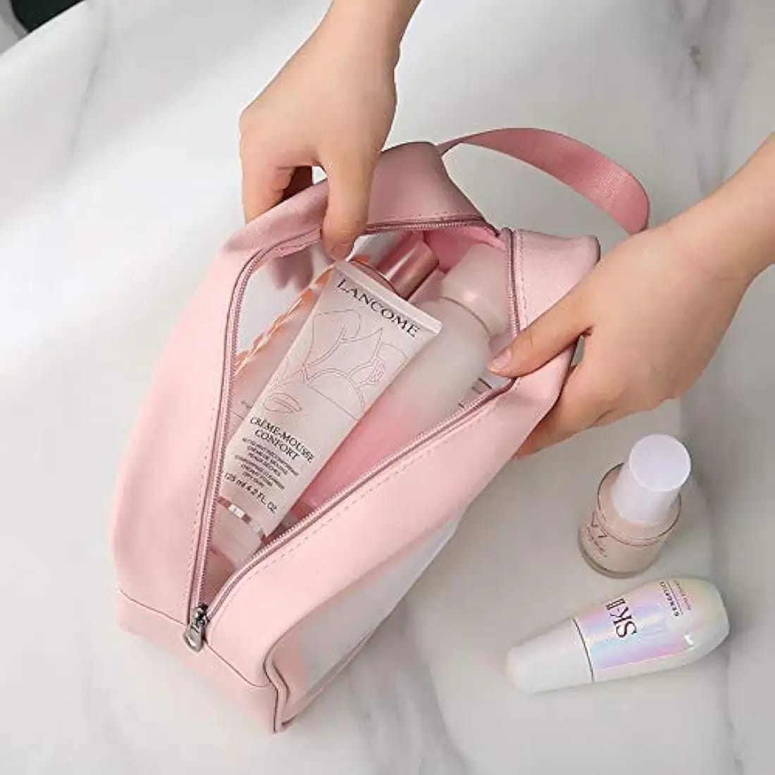 Portable Makeup Organizer Bag WASHBAG-(5738)Pink Small(SA2405-118) Cosmetic Organizer Apricot