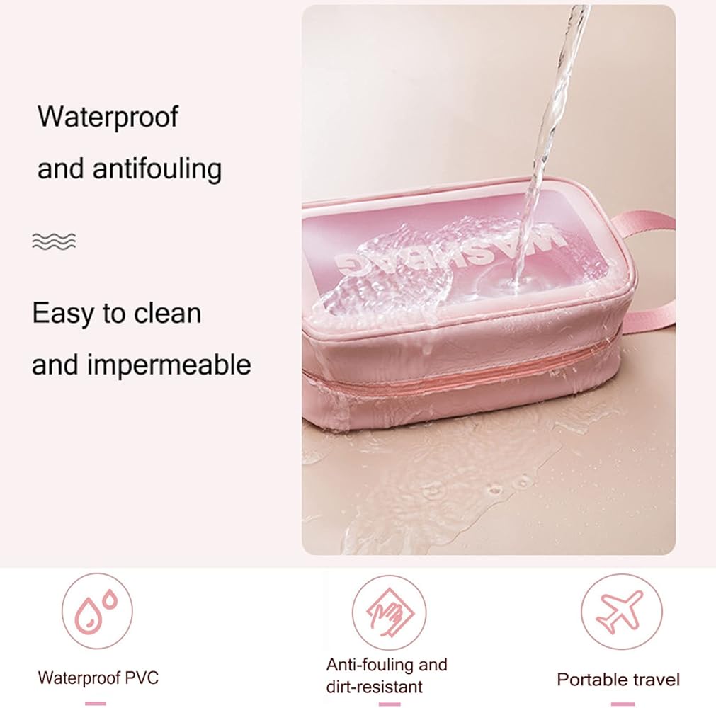 Portable Makeup Organizer Bag WASHBAG-(5738)Pink Small(SA2405-118) Cosmetic Organizer Apricot