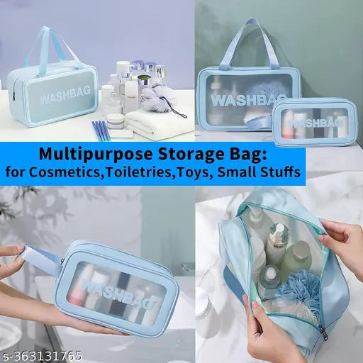 Portable Makeup Organizer Bag WASHBAG-Blue Large(SA2405-123) Cosmetic Organizer Apricot