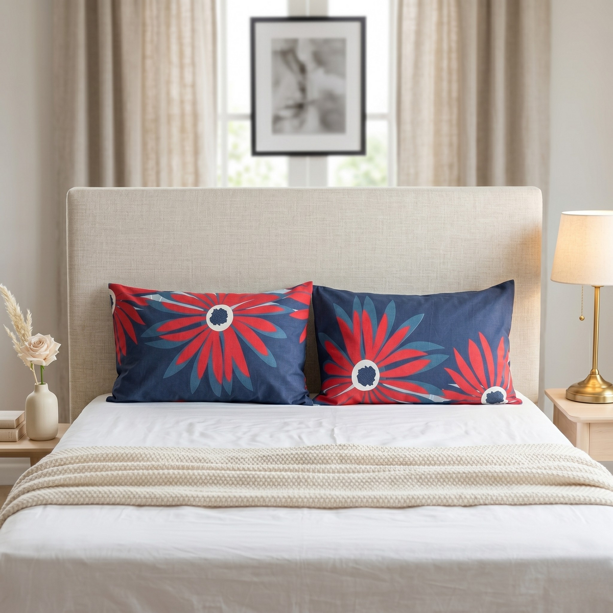 Printed Pillow Covers Pack of 2- PC0011 cushions Apricot