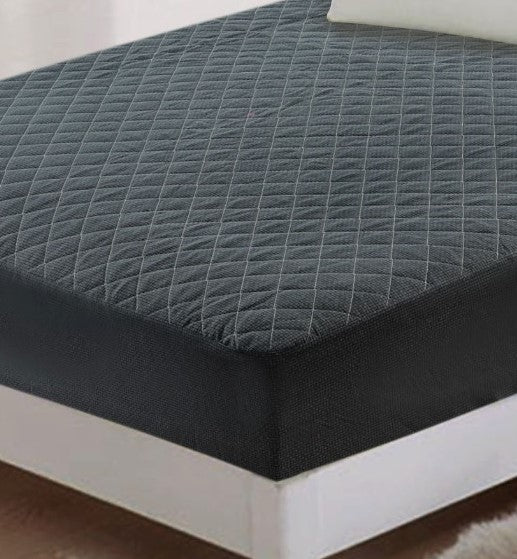 Quilted Waterproof Mattress Protector- Grey Textured Apricot