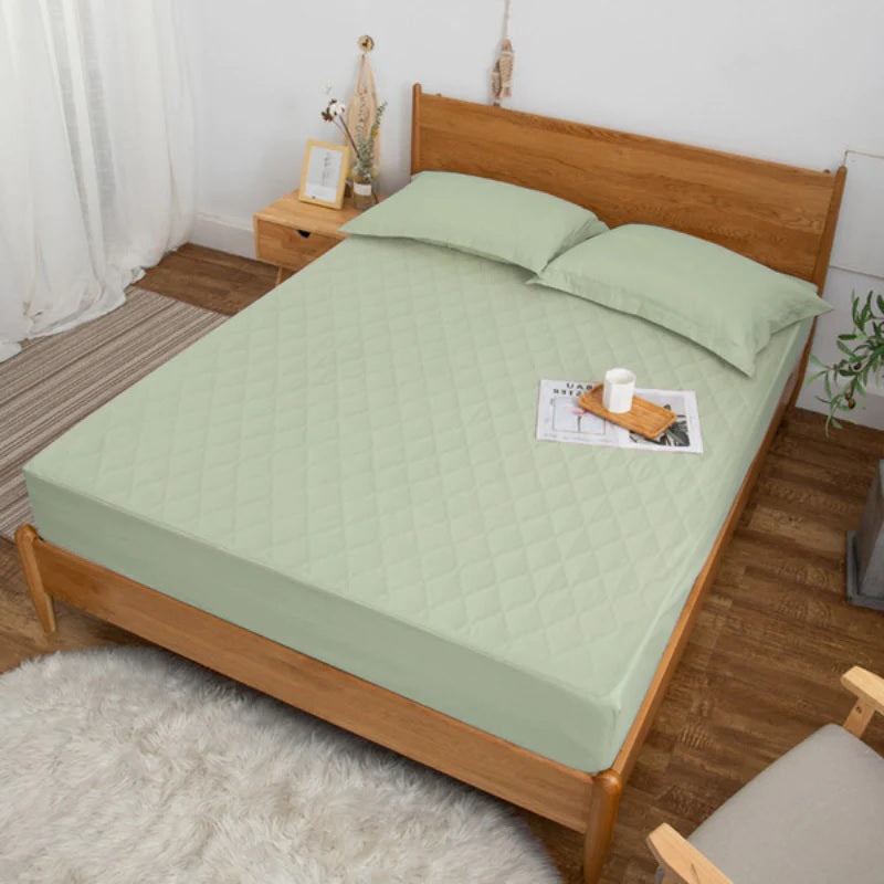 Quilted Waterproof Mattress Protector-L/Green Apricot