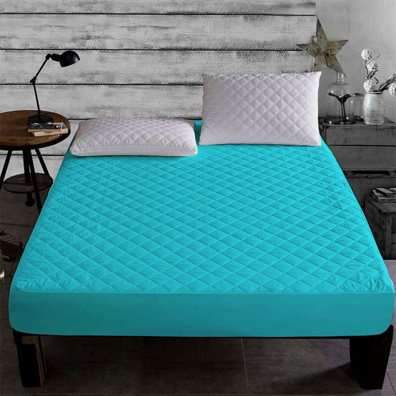 Quilted Waterproof Mattress Protector-Turquoise Apricot