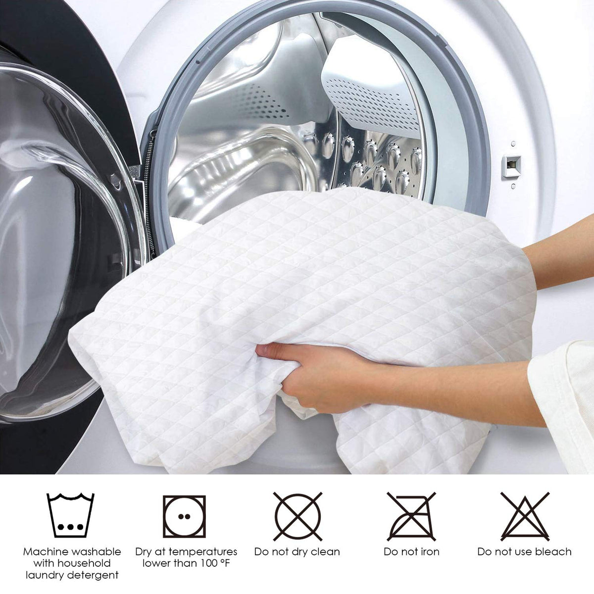 Quilted Waterproof Mattress Protector-White Protectors Apricot