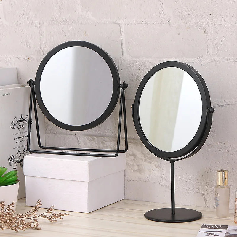 Rotatable Black Vanity Mirror-(5508)Round(SA2405-160) Cosmetic Organizer Apricot
