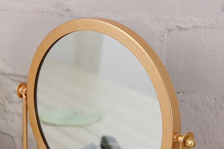 Rotatable Golden Vanity(14294) Mirror-(SA2405-157) Cosmetic Organizer Apricot