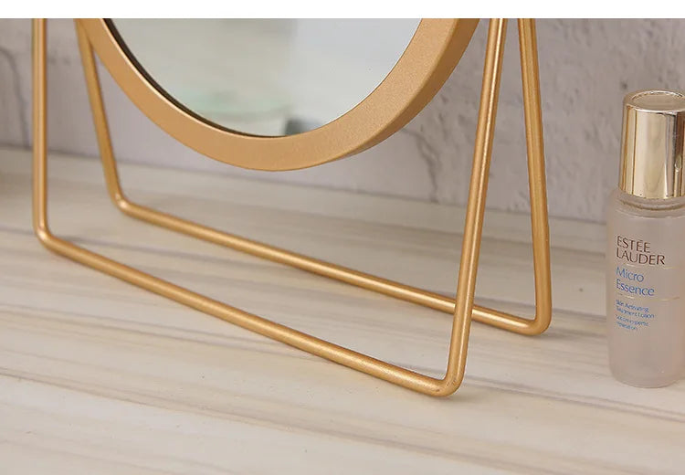 Rotatable Golden Vanity(14294) Mirror-(SA2405-157) Cosmetic Organizer Apricot