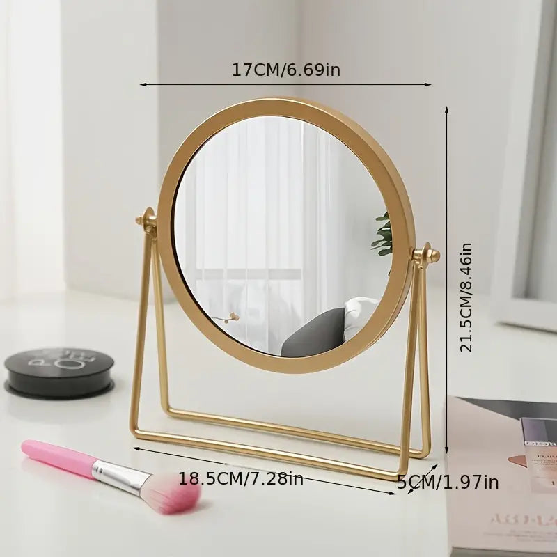 Rotatable Golden Vanity(14294) Mirror-(SA2405-157) Cosmetic Organizer Apricot