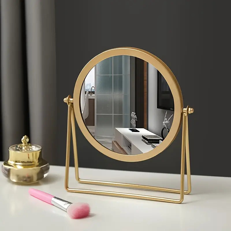 Rotatable Golden Vanity(14294) Mirror-(SA2405-157) Cosmetic Organizer Apricot