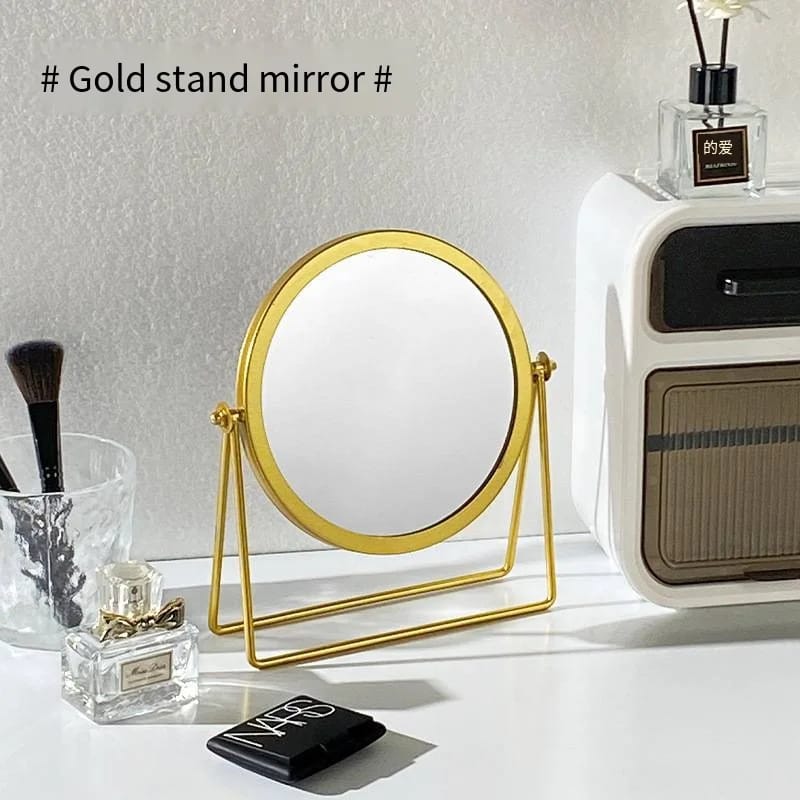 Rotatable Golden Vanity(14294) Mirror-(SA2405-157) Cosmetic Organizer Apricot