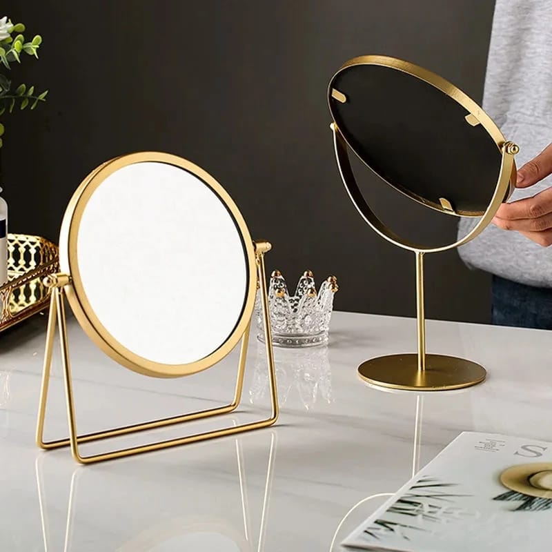 Rotatable Golden Vanity(14294) Mirror-(SA2405-157) Cosmetic Organizer Apricot