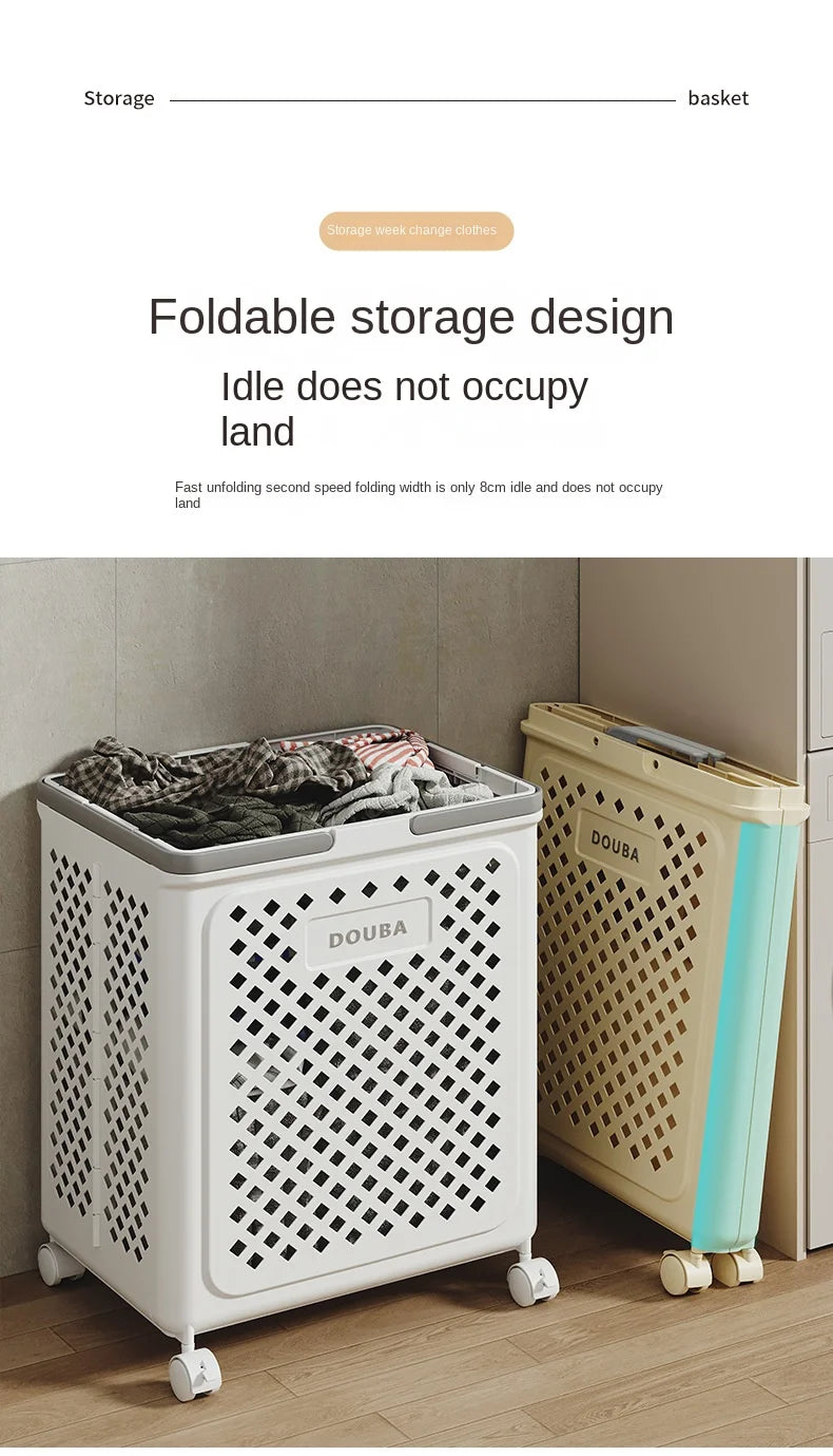 Folded Laundry Basket with Wheel-SA2408-106 Apricot