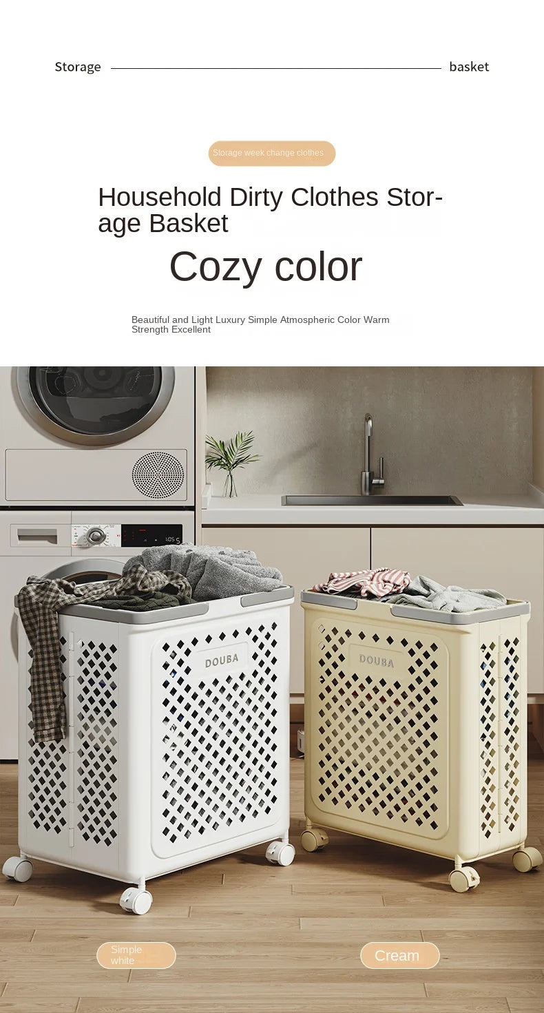 Folded Laundry Basket with Wheel-SA2408-106 Apricot