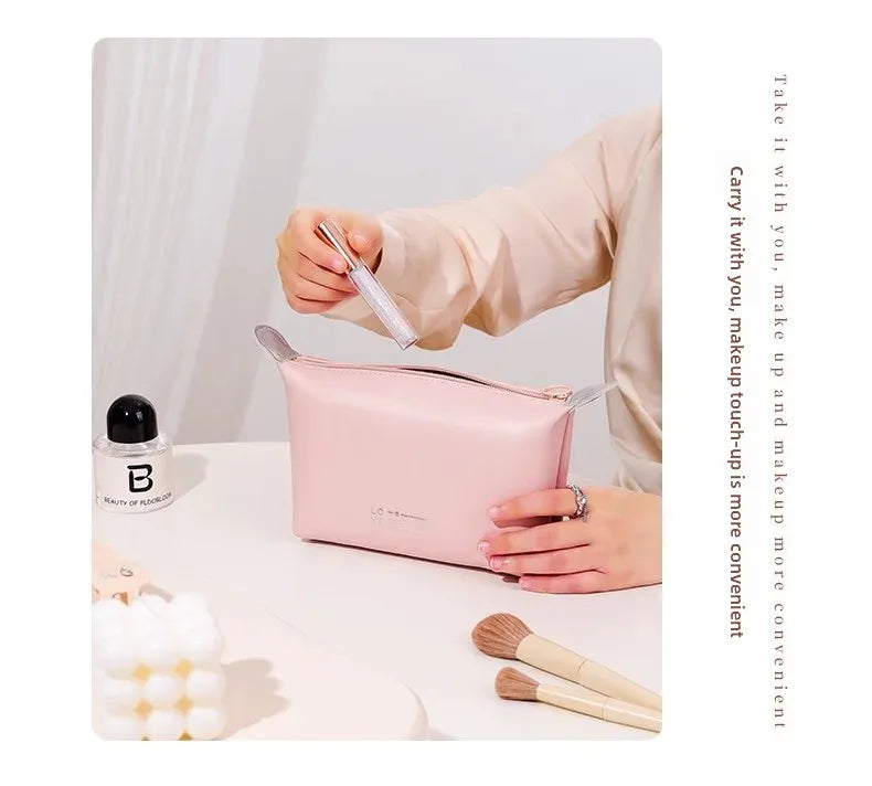 PU Waterproof Travel Cosmetic Bag-SA2408-281 Cosmetic Pouches Apricot