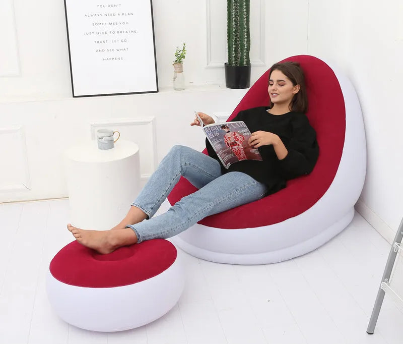 Inflatable Sofa With Foot Rest-SA2411-68 Apricot