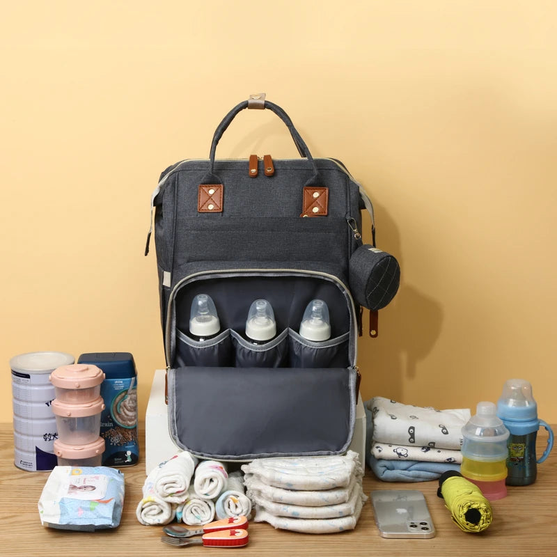 Large Diaper Backpack-SA2408-274(Sliver) Blankets Apricot