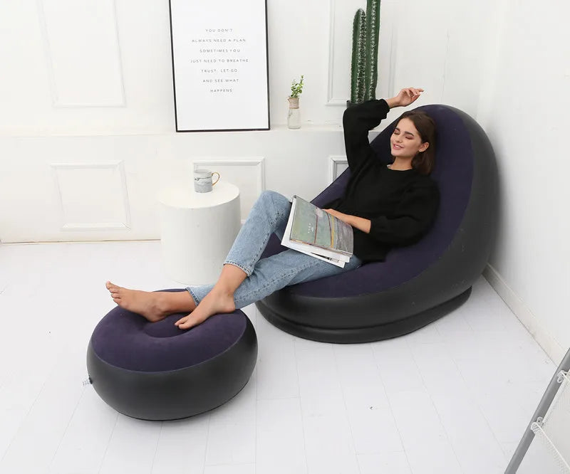 Inflatable Sofa With Foot Rest-SA2411-68 Apricot