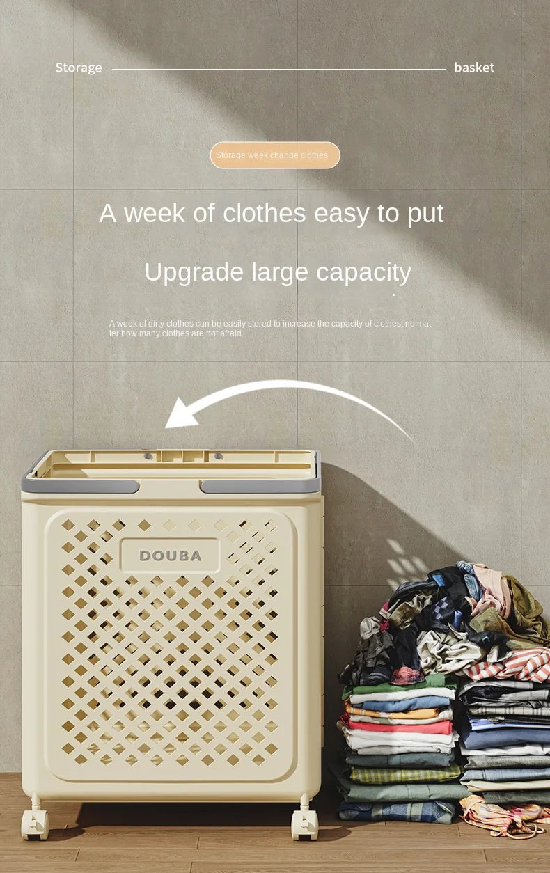 Folded Laundry Basket with Wheel-SA2408-106 Apricot
