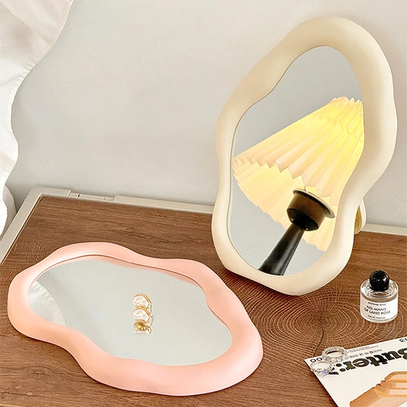 Cloud Makeup Mirror With Stand-SA2408-211 Mirror Apricot