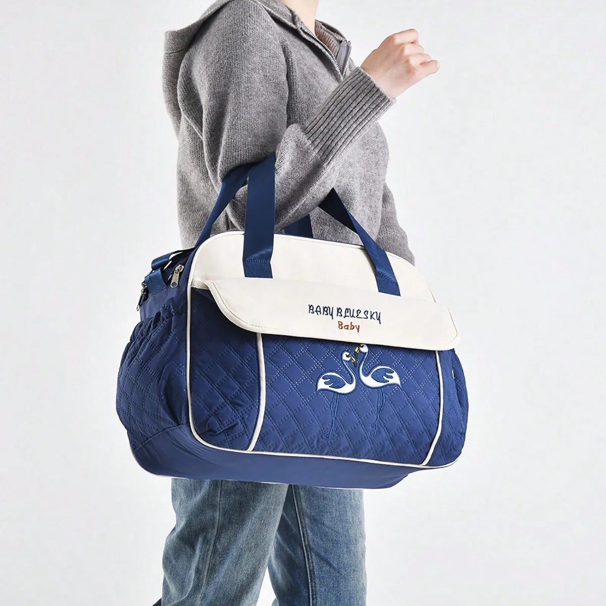 Multi function Mommy Bag with Large Capacity-SA2408-273(Blue) Blankets Apricot