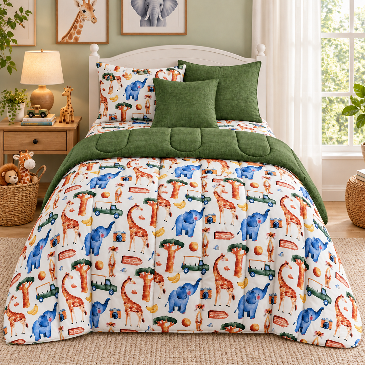 5 PCs Single Razai Set- Safari Comforters Apricot