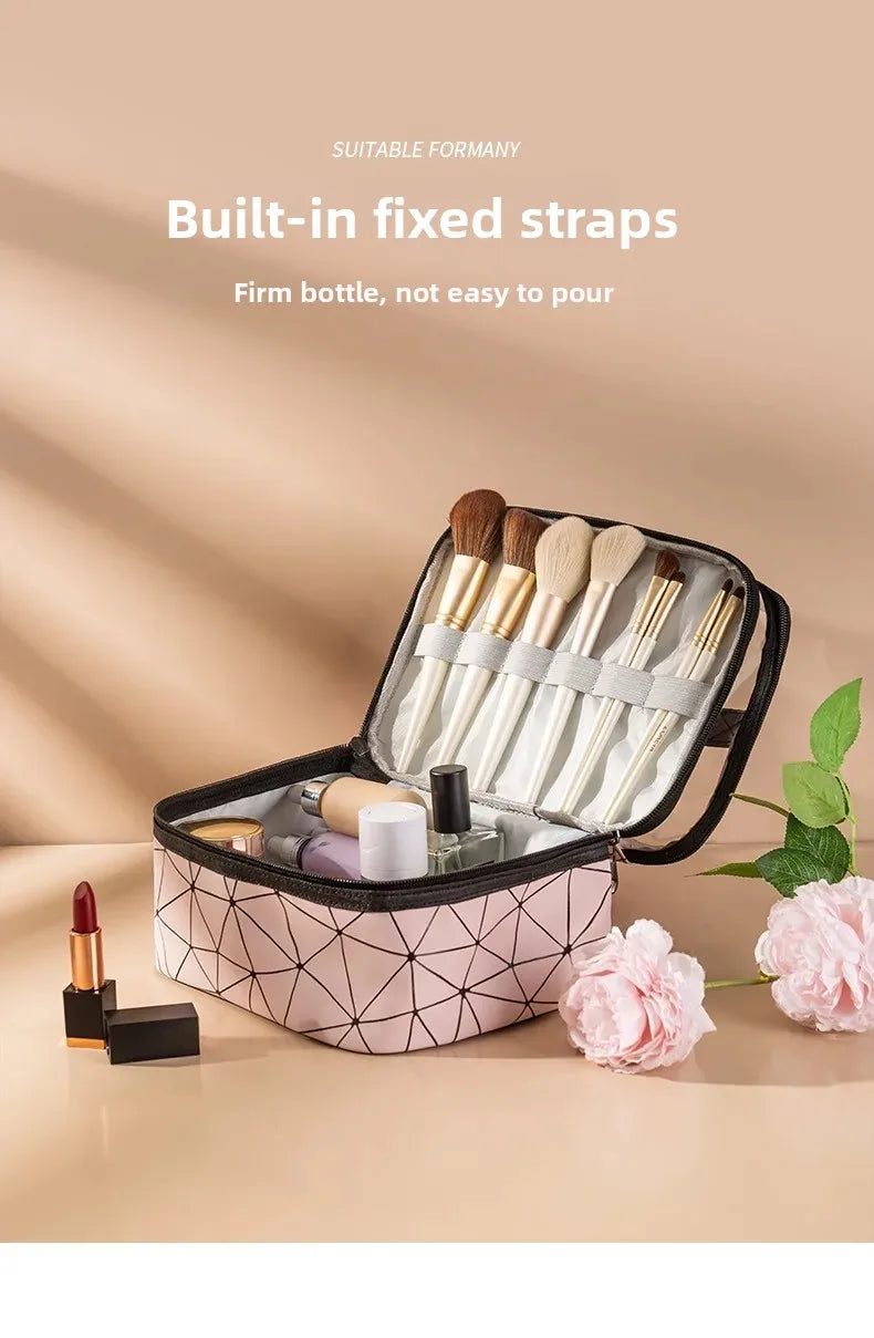 Transparent PU Cosmetic Bag Travel Toiletry Storage Bag-SA2408-278 Cosmetic Pouches Apricot