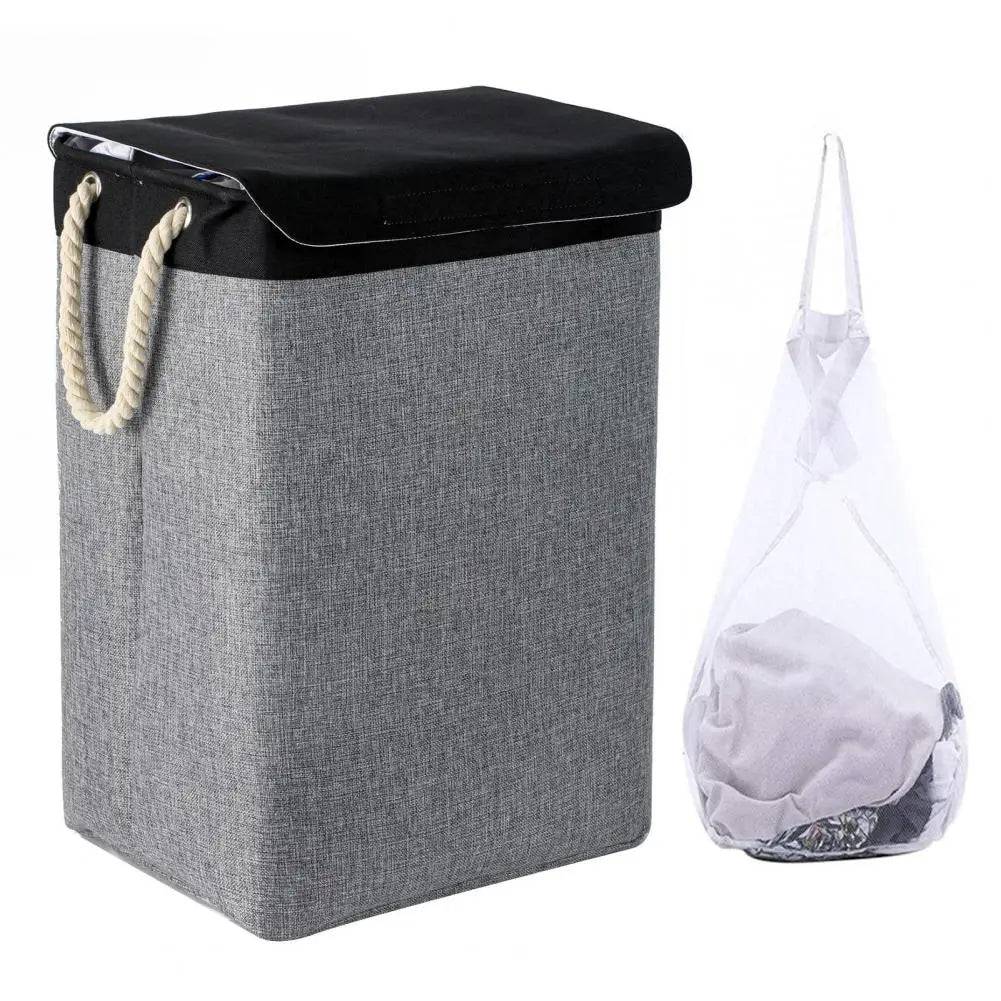 Cart Laundry Basket with Lid-(5396)Grey over Black