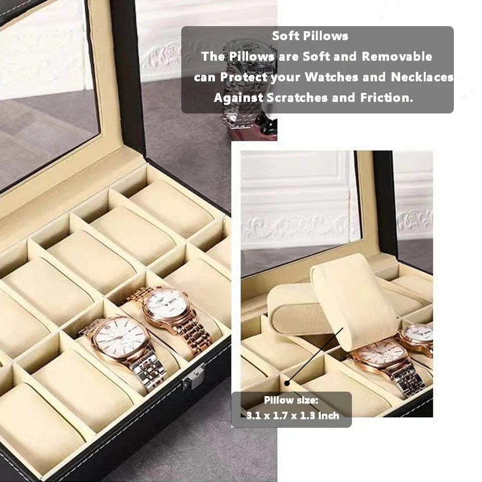 12 Slots Watch Organizer-SA2411-56(Black) Watch box Apricot