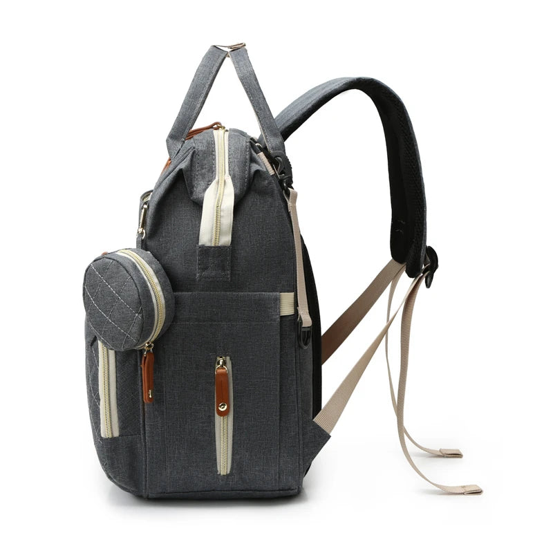 Large Diaper Backpack-SA2408-274(Grey) Blankets Apricot
