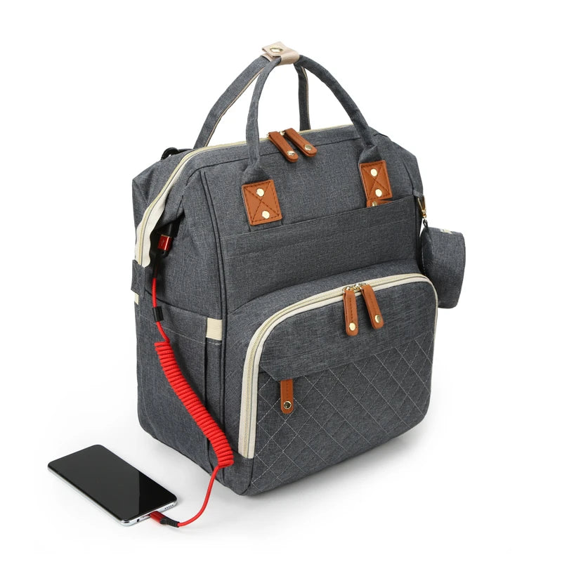 Large Diaper Backpack-SA2408-274(Grey) Blankets Apricot