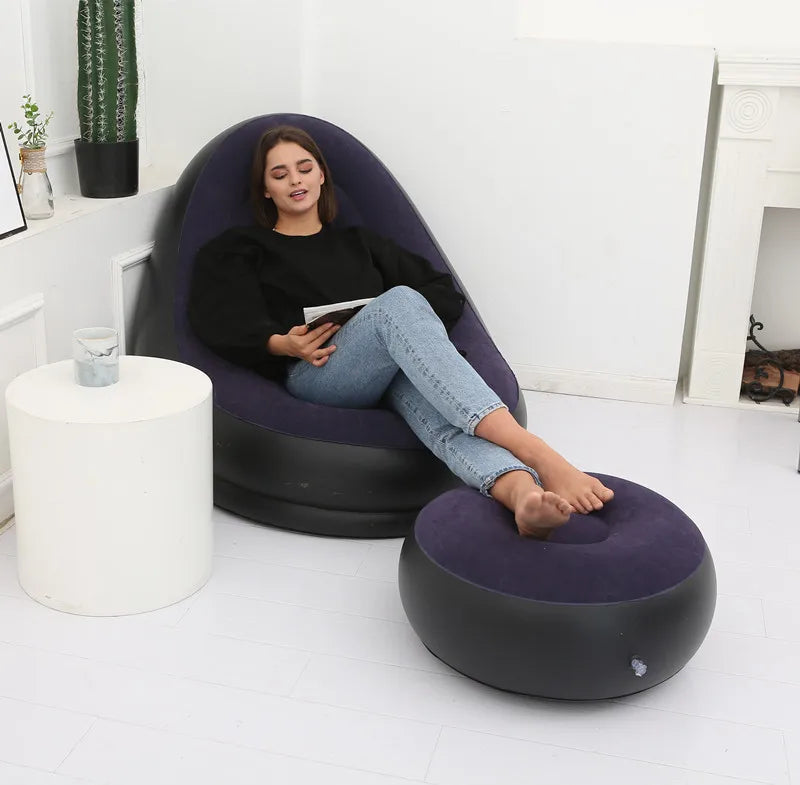 Inflatable Sofa With Foot Rest-SA2411-68 Apricot Purple