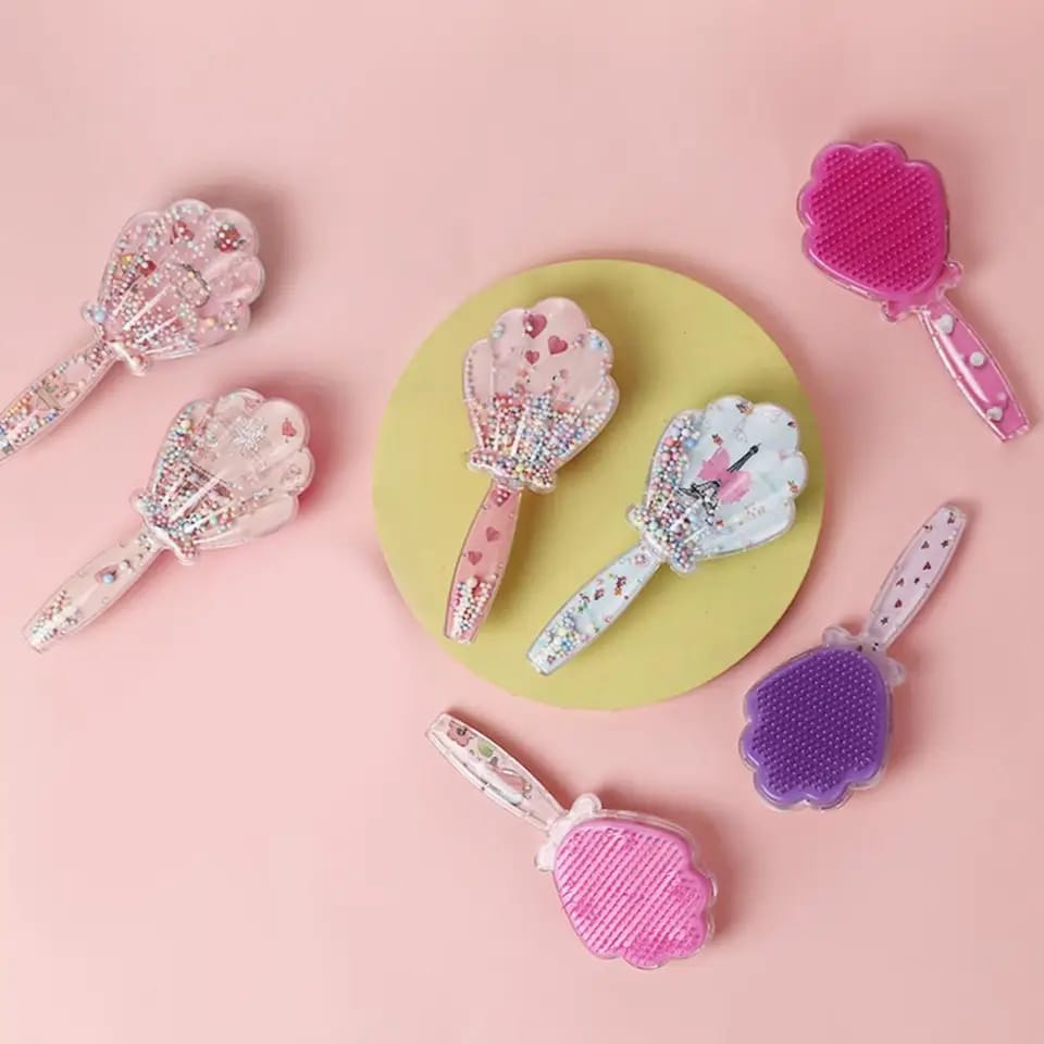 Shell Hair Brush with Handle hair brush Apricot