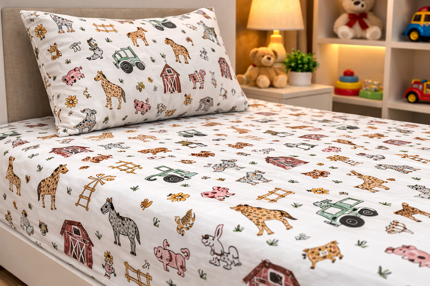 2Pcs Single Bed Sheet-SB124 single bed sheet Apricot