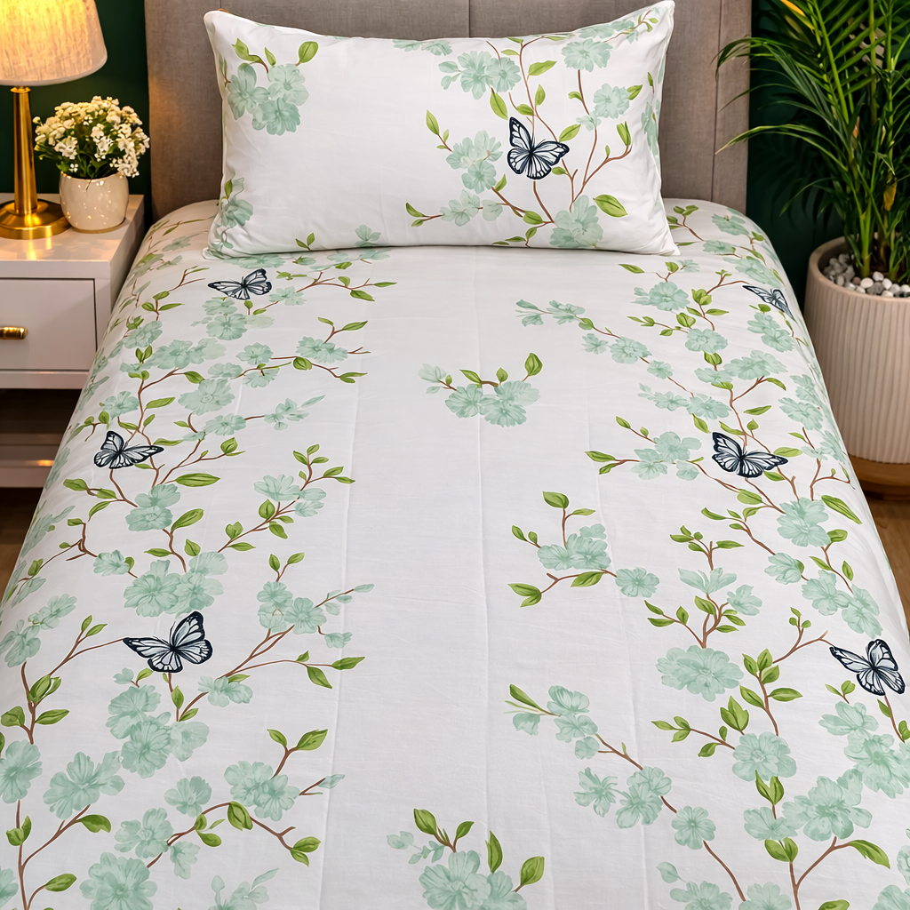 2Pcs Single Bed Sheet-DB163 single bed sheet Apricot