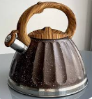 Stainless Steel One Touch Button Whistle Teapot with Anti Scalding Handle Apricot