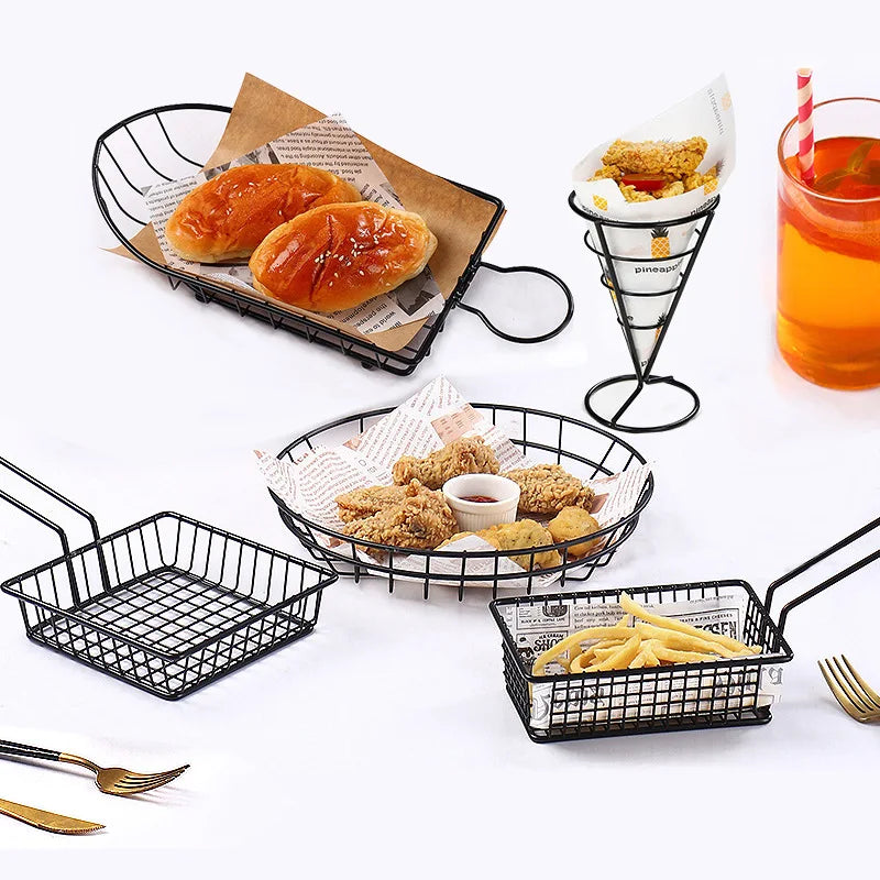 Stainless Steel Round Snack Basket-Black Apricot